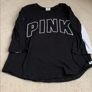 EUC PINK Black n White 3/4 sleeve Tee